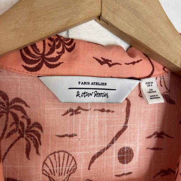 & OTHER STORIES Peach Tropical Pattern Romper US 4 - Picture 6 of 10